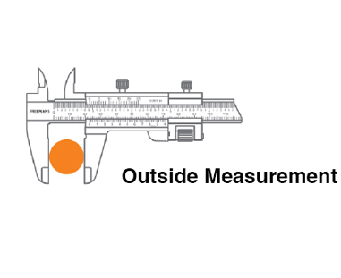 Illustration of outside measurement with a vernier caliper